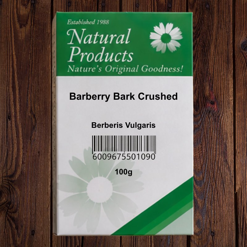 Natural Products green box packaging for Dried Barberry Bark Crushed (Berberis Vulgaris)