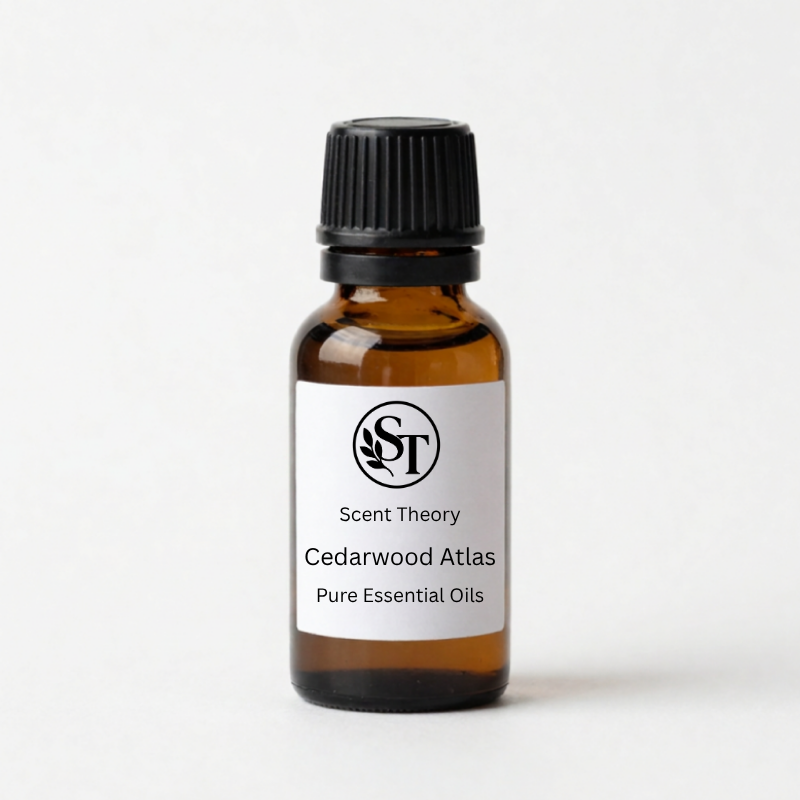 Bottle of Cedarwood Atlas Essential Oil, available in sizes from 10ml to 100ml